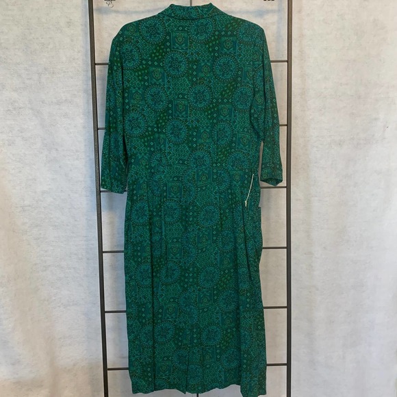 RELOMS Vintage Mandala Paisley Button Down Dress Green Women's Size 20 - Picture 10 of 12